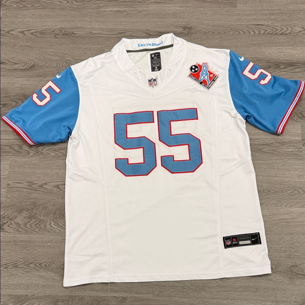 Nike vapor FUSE White and Blue Men's Jersey Tennessee oilers